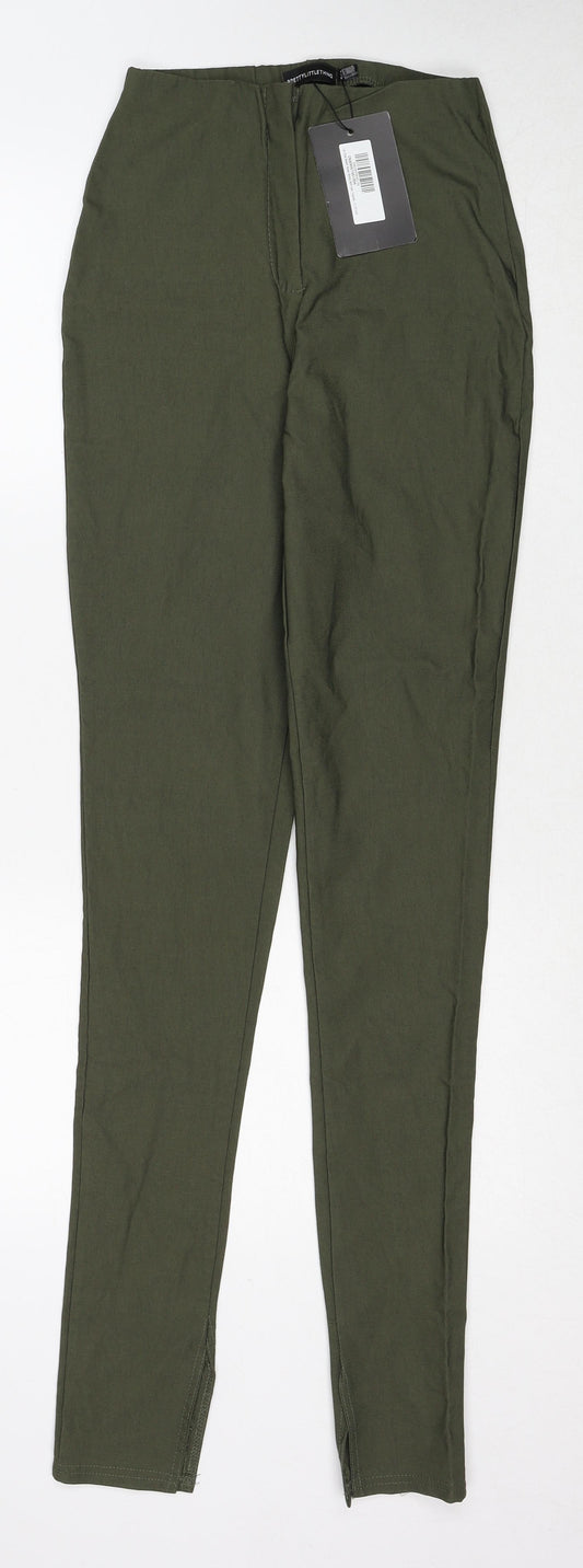PRETTYLITTLETHING Womens Green Polyester Trousers Size 6 Regular Zip