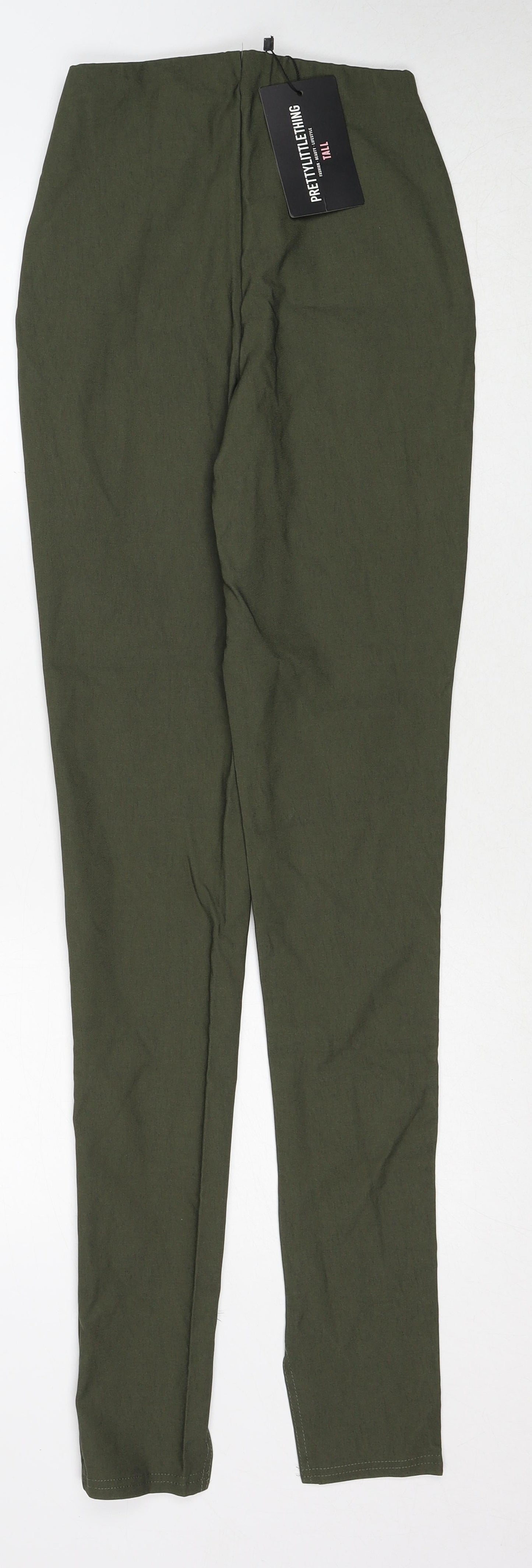 PRETTYLITTLETHING Womens Green Polyester Trousers Size 6 Regular Zip