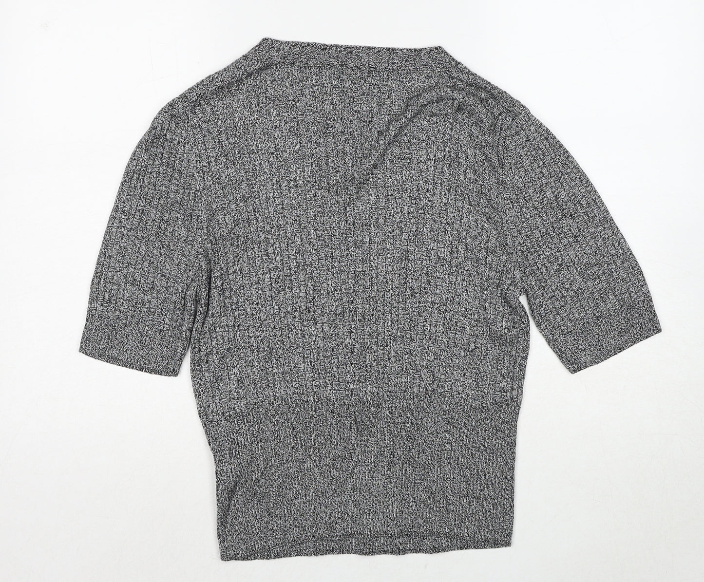 Marks and Spencer Womens Grey V-Neck Viscose Pullover Jumper Size 16