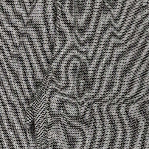 Marks and Spencer Womens Grey Geometric Polyester Trousers Size 16 Regular Zip