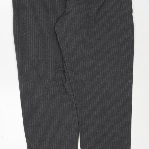 H&M Mens Grey Striped Polyester Trousers Size L Regular Zip