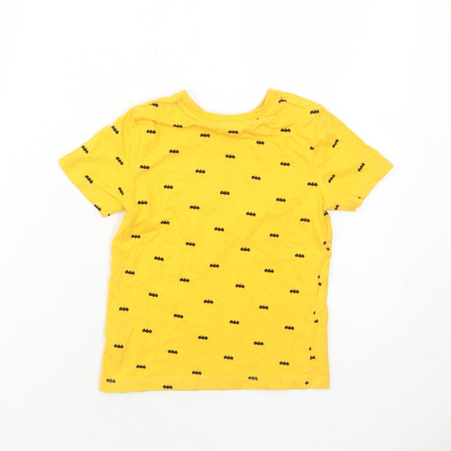 Batman Boys Yellow Geometric Cotton Basic T-Shirt Size 4-5 Years Round Neck Pullover - Batman