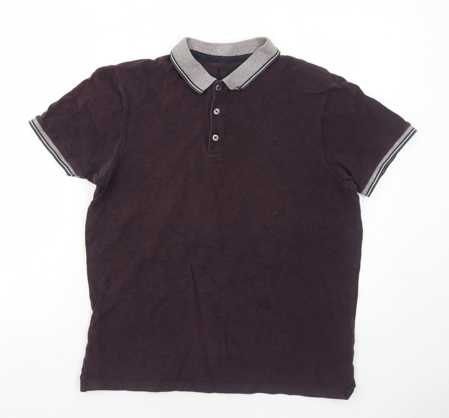 Burton Mens Purple Cotton Polo Size M Collared Button