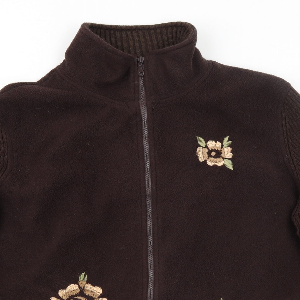 Classics Womens Brown Jacket Size 20 Zip - Flower Detail