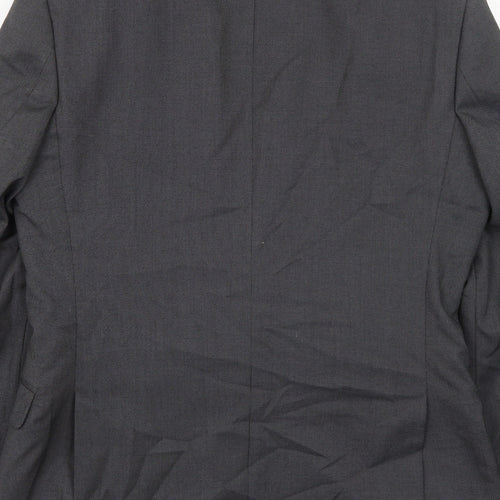 Burton Mens Grey Geometric Polyester Jacket Suit Jacket Size 38 Regular