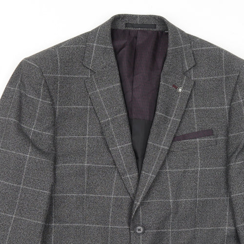 Burton Mens Grey Geometric Polyester Jacket Suit Jacket Size 40 Regular