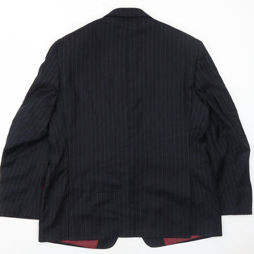 Marks and Spencer Mens Black Striped Wool Jacket Suit Jacket Size 44 Regular