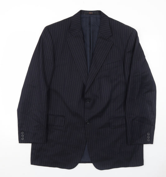 DAKS Mens Blue Striped Wool Jacket Suit Jacket Size 42 Regular