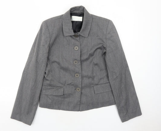 AMARANTO Womens Grey Jacket Blazer Size 14 Button