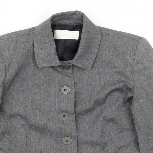 AMARANTO Womens Grey Jacket Blazer Size 14 Button