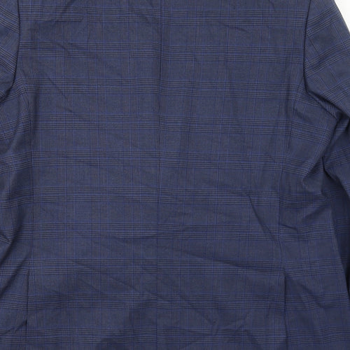 Marks and Spencer Mens Blue Geometric Polyester Jacket Suit Jacket Size 44 Regular