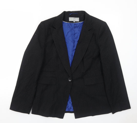 Marks and Spencer Womens Black Striped Polyester Jacket Suit Jacket Size 16