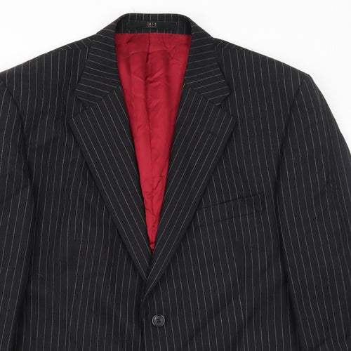DAKS Mens Black Striped Wool Jacket Suit Jacket Size 42 Regular