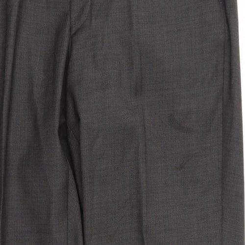 Marks and Spencer Mens Grey Wool Dress Pants Trousers Size 38 in Regular Zip
