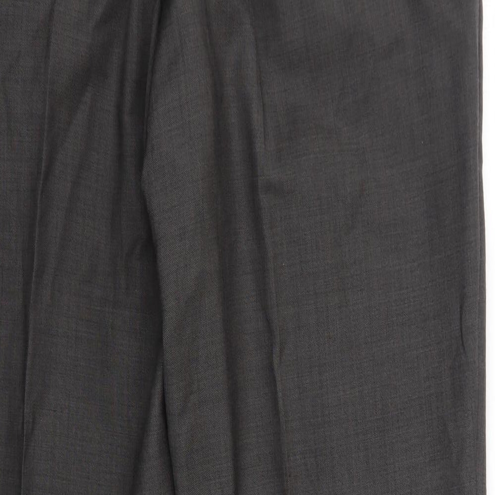 Marks and Spencer Mens Grey Wool Dress Pants Trousers Size 38 in Regular Zip