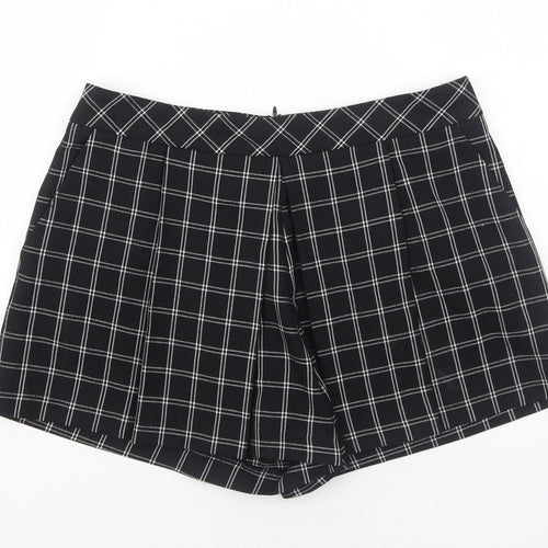 New Look Womens Black Check Polyester Basic Shorts Size 12 Regular Zip