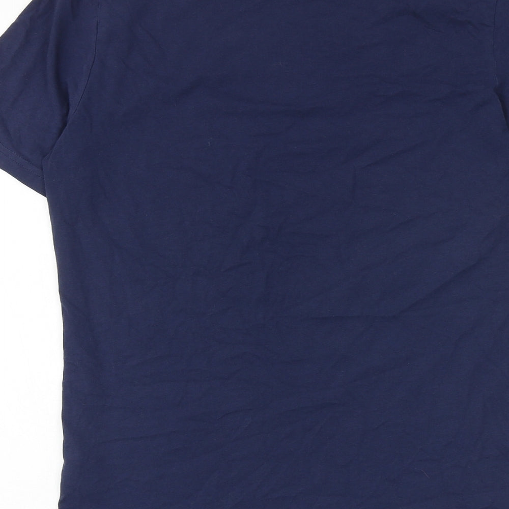 Marks and Spencer Mens Blue Cotton T-Shirt Size S Crew Neck