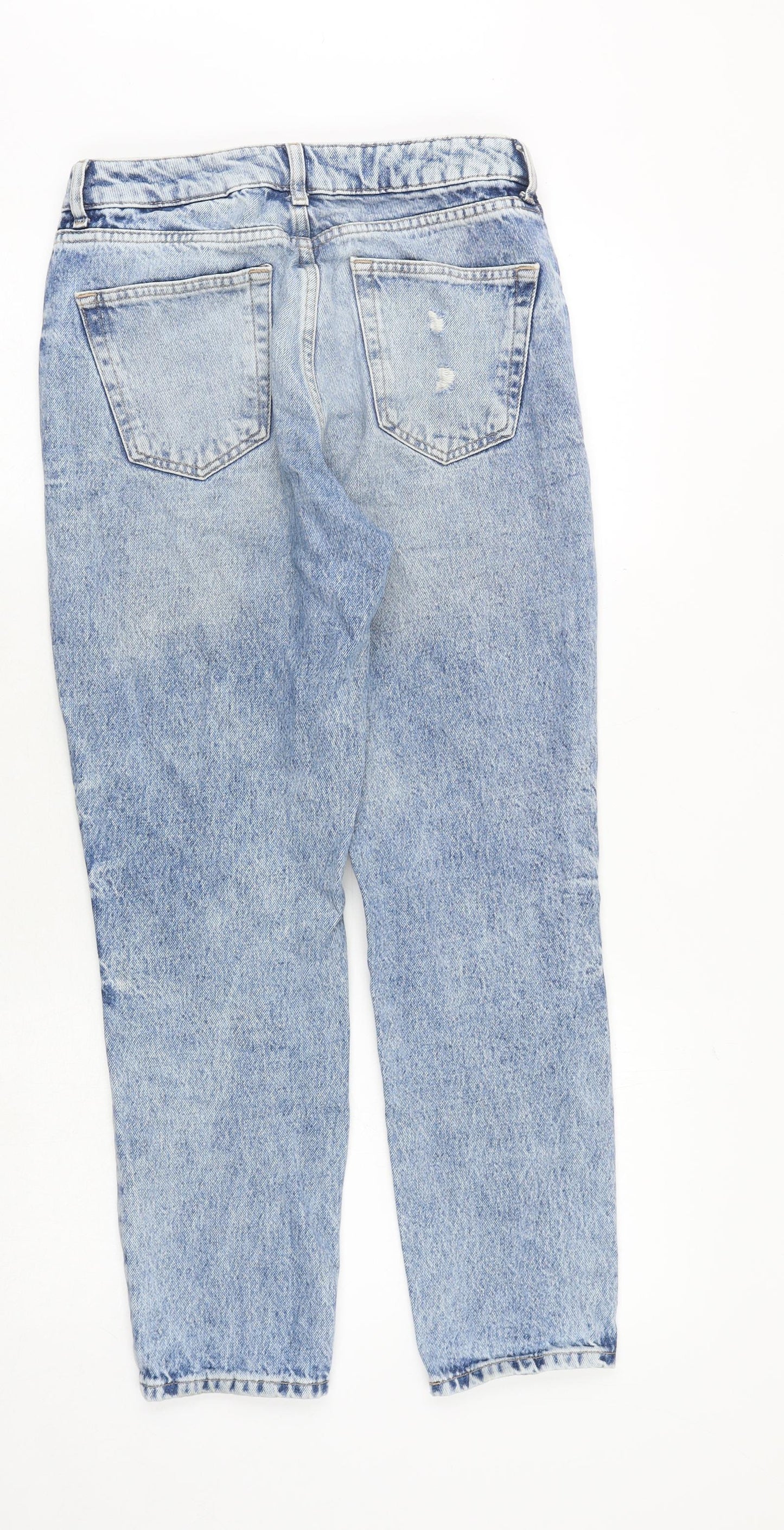 NEXT Womens Blue Cotton Straight Jeans Size 8 Regular Zip