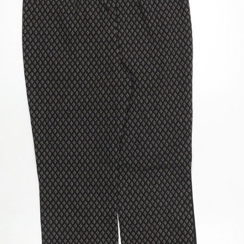 Gerry Weber Womens Black Geometric Cotton Trousers Size 14 Regular Zip