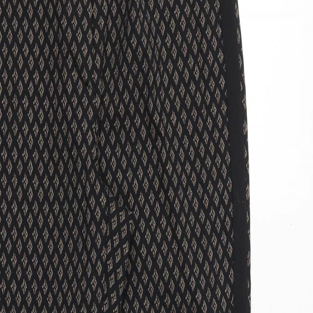 Gerry Weber Womens Black Geometric Cotton Trousers Size 14 Regular Zip