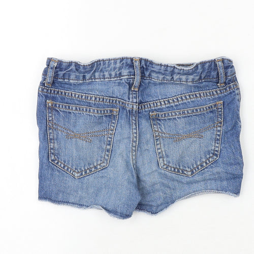 Gap Girls Blue Cotton Cut-Off Shorts Size 8 Years Regular Zip - Floral Detail
