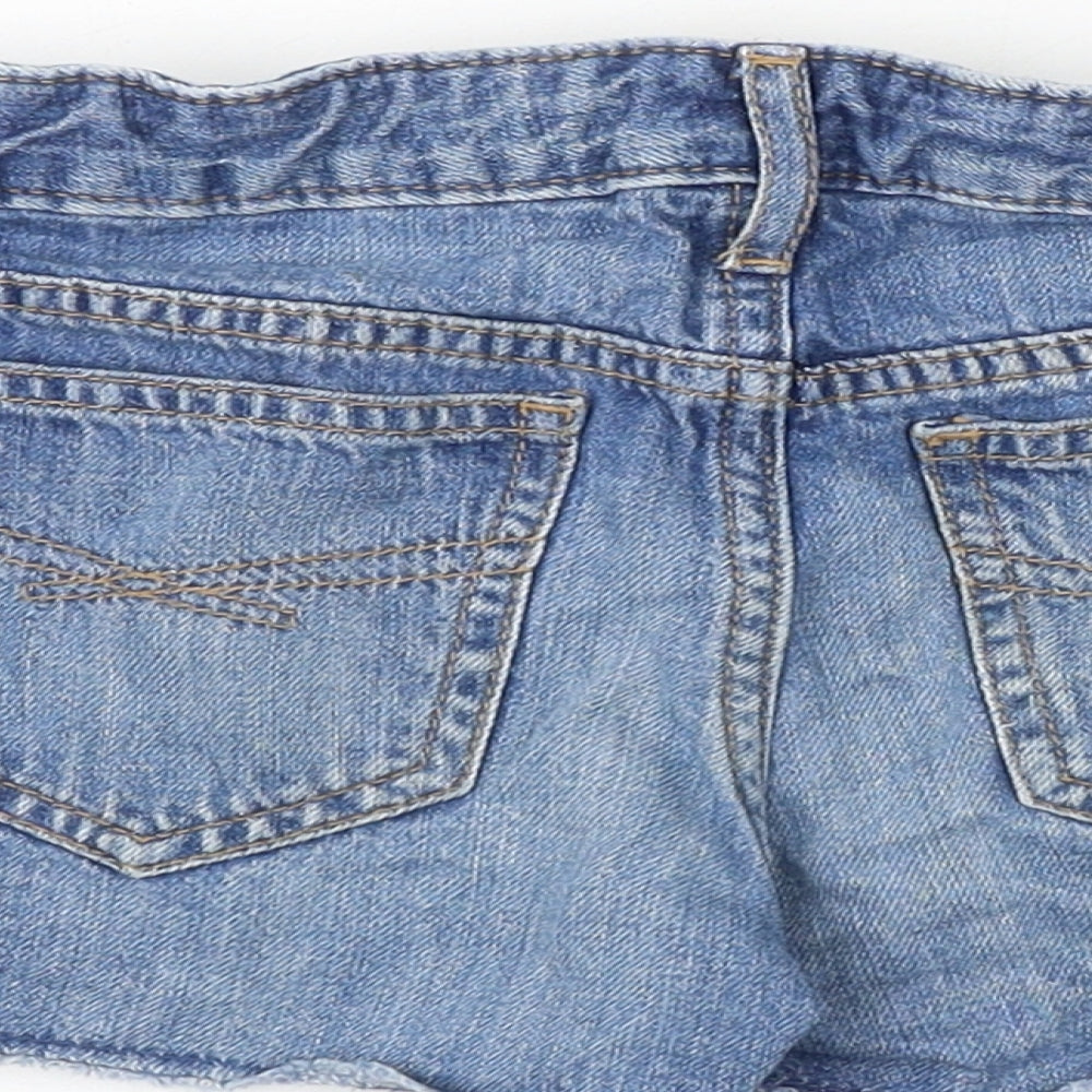 Gap Girls Blue Cotton Cut-Off Shorts Size 8 Years Regular Zip - Floral Detail