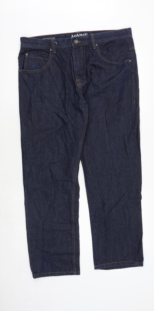 Maine Mens Blue Cotton Straight Jeans Size 36 in Regular Zip - Short