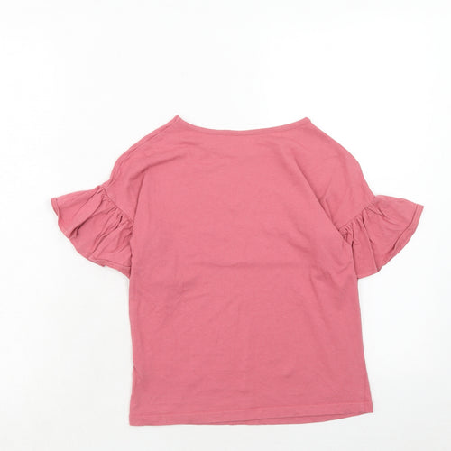 Outfit Girls Pink Cotton Pullover T-Shirt Size 9 Years Boat Neck Pullover