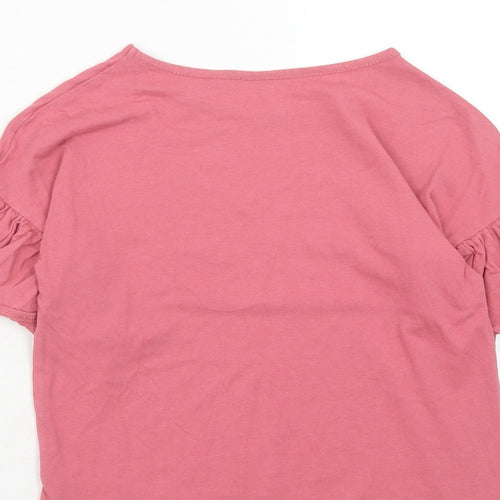 Outfit Girls Pink Cotton Pullover T-Shirt Size 9 Years Boat Neck Pullover