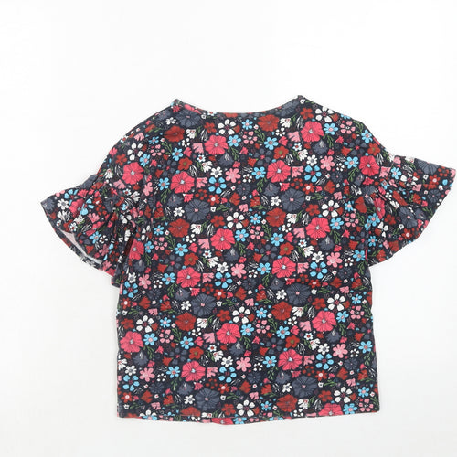 Outfit Girls Multicoloured Floral Cotton Pullover T-Shirt Size 9 Years Boat Neck Pullover