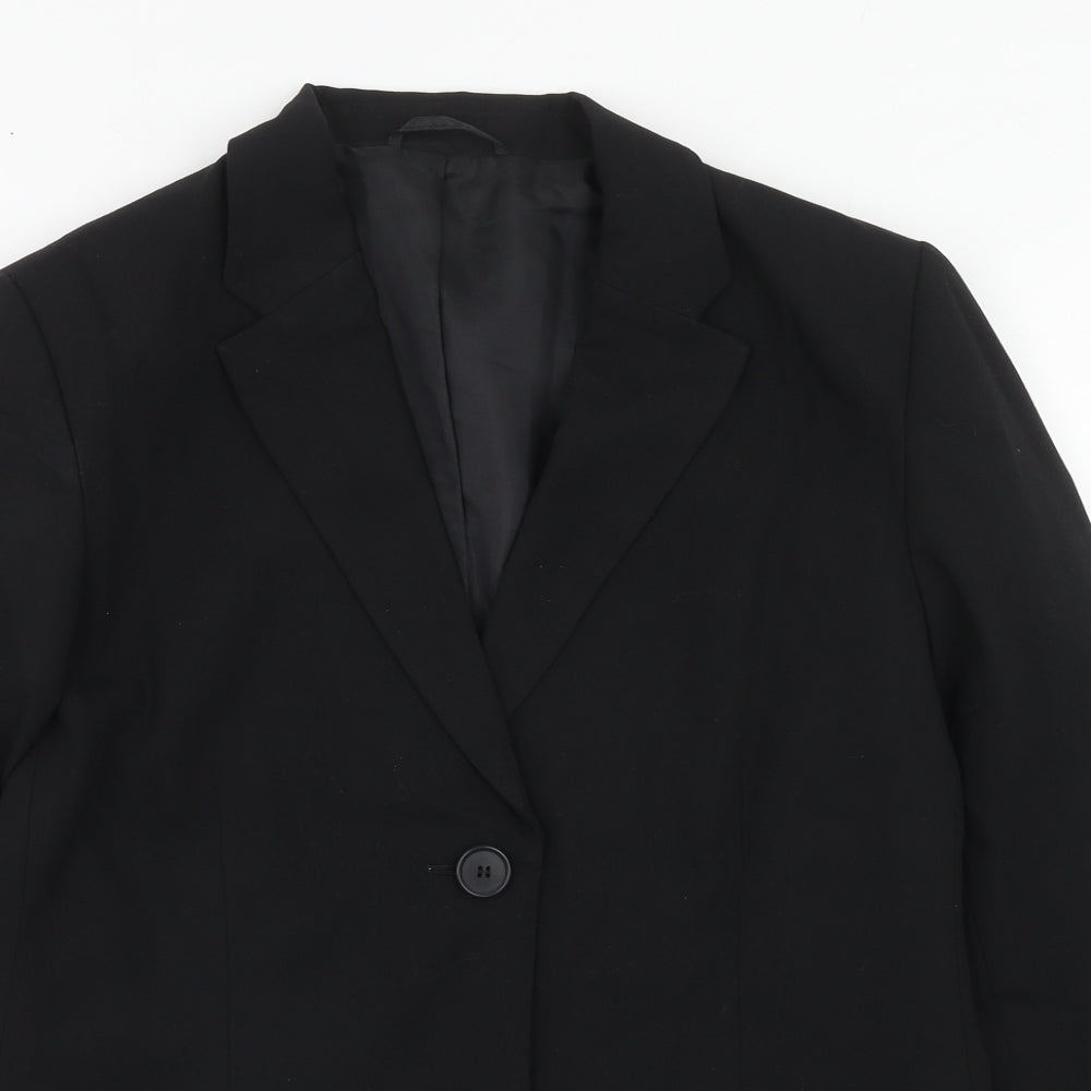 DCC Womens Black Polyester Jacket Suit Jacket Size 14