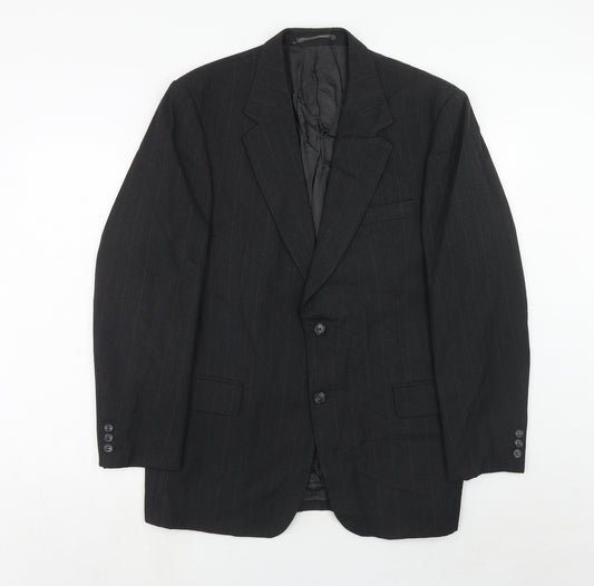 Brook Taverner Mens Grey Striped Polyester Jacket Suit Jacket Size 42 Regular
