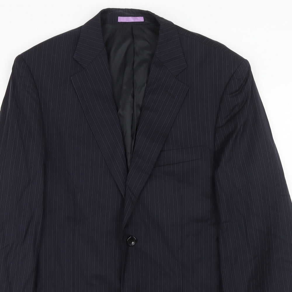French Eye Mens Blue Striped Wool Jacket Suit Jacket Size 42 Regular