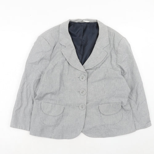 BHS Womens Grey Striped Cotton Jacket Blazer Size 20