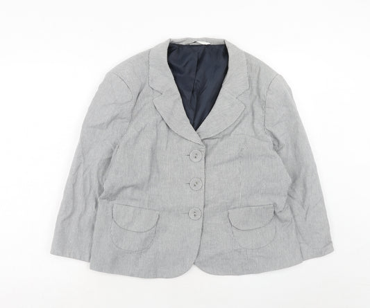 BHS Womens Grey Striped Cotton Jacket Blazer Size 20