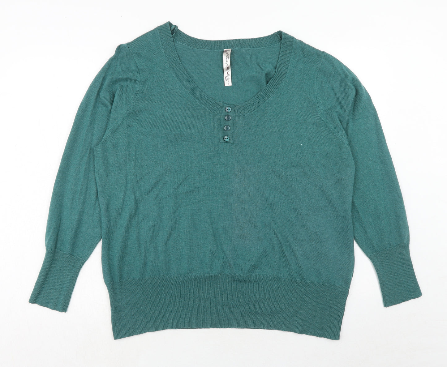 Evans Womens Green Scoop Neck Acrylic Pullover Jumper Size 22