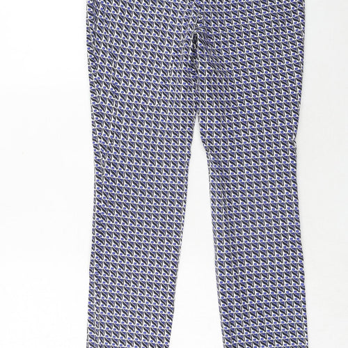 Dalia Womens Blue Geometric Polyester Chino Trousers Size 30 in Regular Hook & Eye