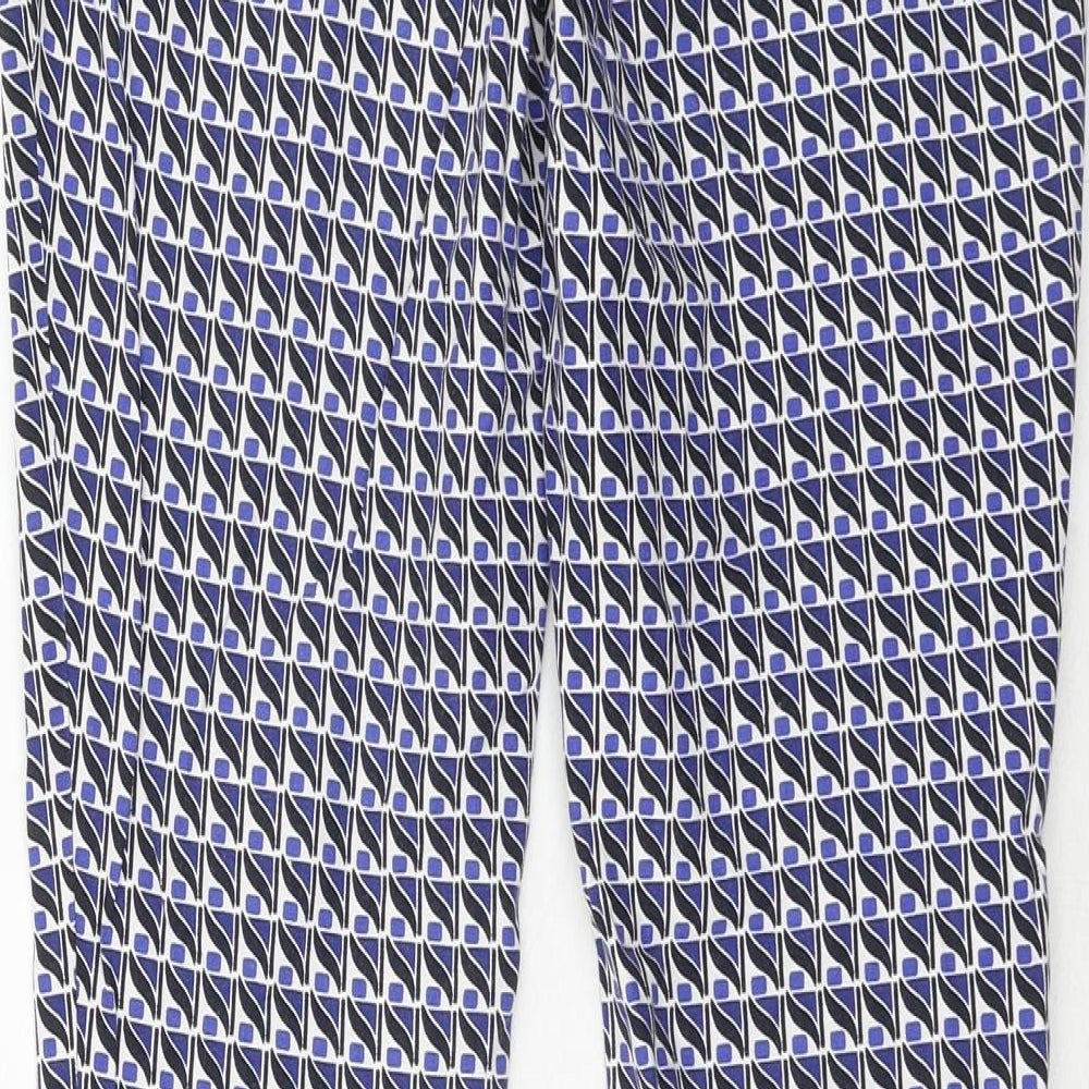 Dalia Womens Blue Geometric Polyester Chino Trousers Size 30 in Regular Hook & Eye