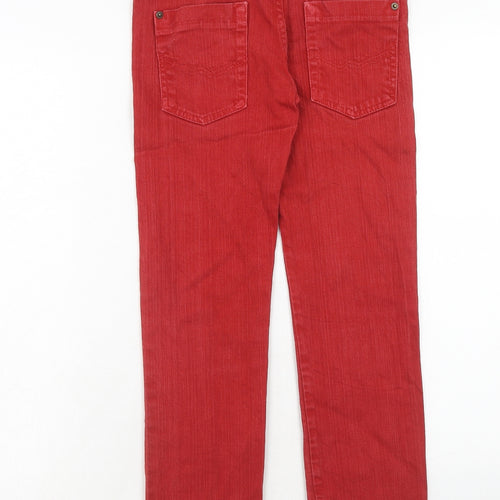 Zara Girls Red Cotton Skinny Jeans Size 9-10 Years Regular Zip