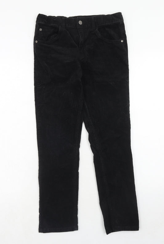 Marks and Spencer Girls Black Cotton Capri Trousers Size 11-12 Years Regular Zip