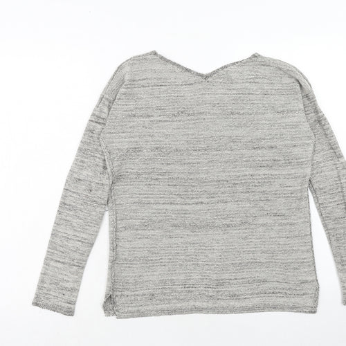 Grain de Malice Womens Grey V-Neck Acrylic Pullover Jumper Size S