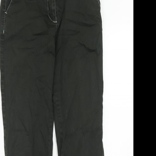 Marks and Spencer Womens Green Cotton Trousers Size 8 Regular Zip - Contrast Stitching