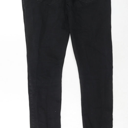 NEXT Mens Black Cotton Skinny Jeans Size 32 in L33 in Regular Zip - Long Leg