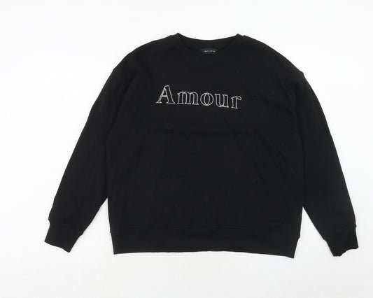 New Look Womens Black Cotton Pullover Sweatshirt Size S Pullover - Amour