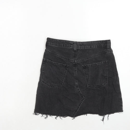 H&M Womens Black Cotton Mini Skirt Size 4 Zip