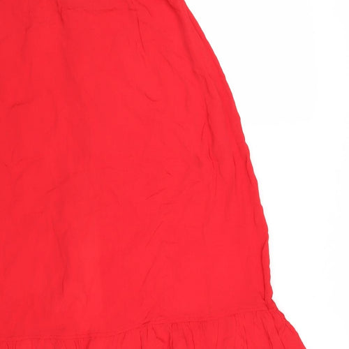 ASOS Womens Red Viscose Swing Skirt Size 8 Button