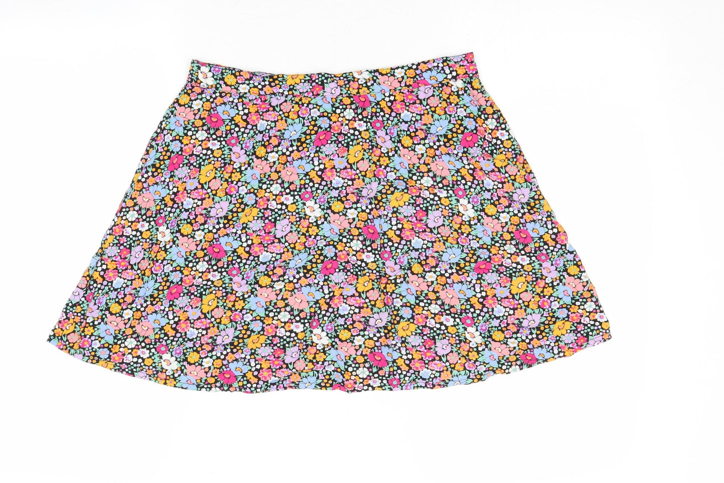 Motel Womens Multicoloured Floral Viscose Skater Skirt Size S Button
