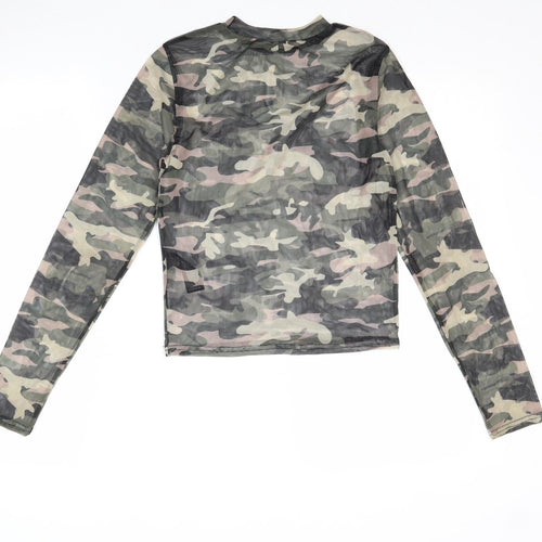 M&Co Girls Multicoloured Camouflage Polyester Pullover T-Shirt Size 12 Years Crew Neck Pullover