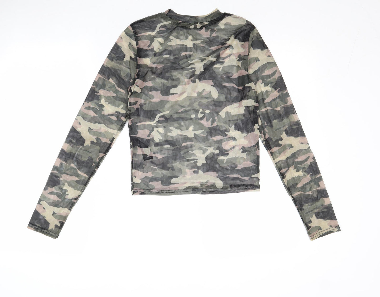 M&Co Girls Multicoloured Camouflage Polyester Pullover T-Shirt Size 12 Years Crew Neck Pullover