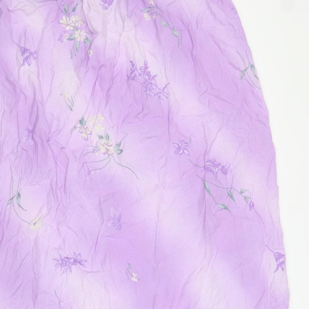 Sara Woman Womens Purple Floral Polyester Swing Skirt Size 22 - Size 22-24